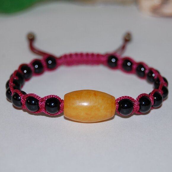 Yellow Jade Charm Bracelet,Drawstring Shamballa Bracelet - Picture 2 of 2